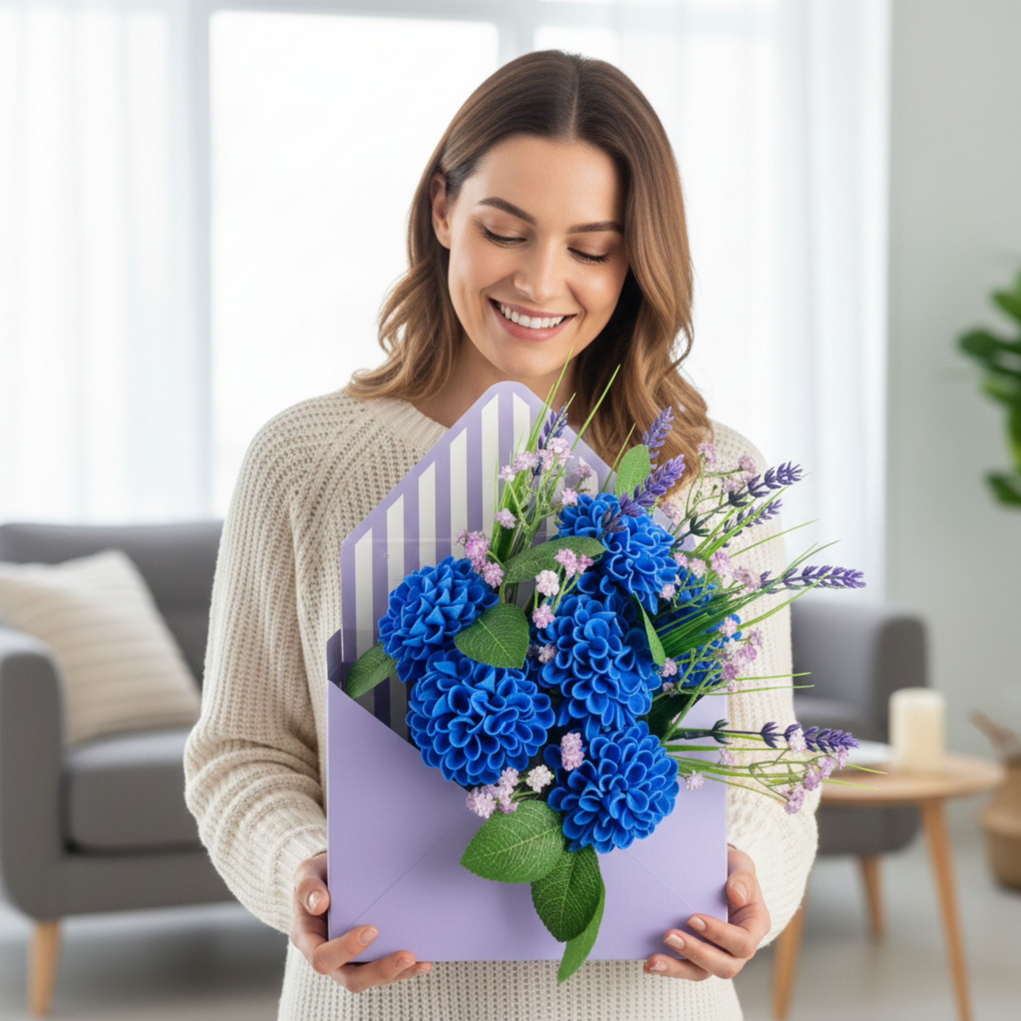 Sapphire Serenity Envelope (Artificial Flowers)
