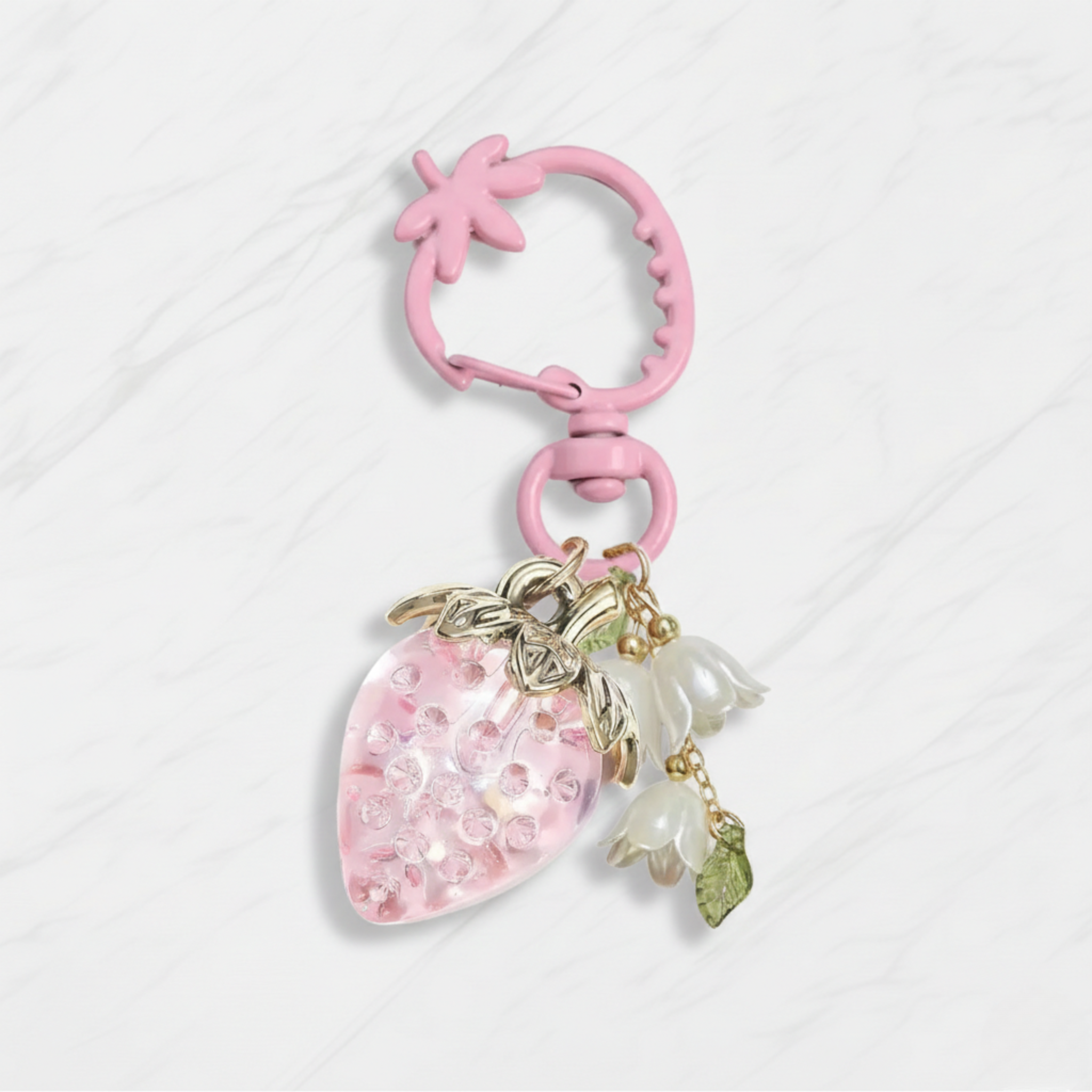 Crystal-Style Strawberry & Bunny Charm Gift Set