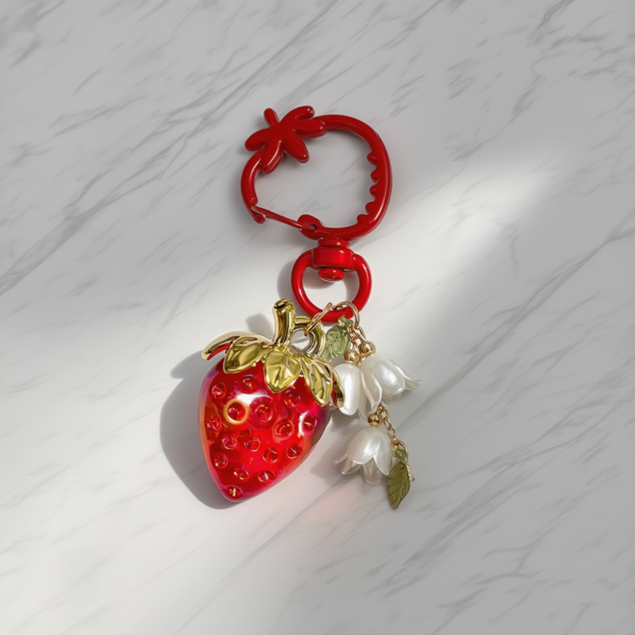 Crystal-Style Strawberry & Bunny Charm Gift Set